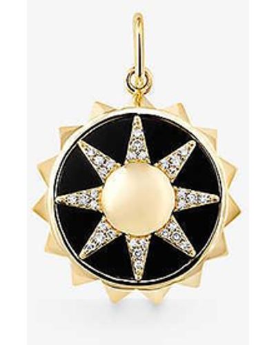 MEJURI Energy 14ct Yellow- Black Onyx And 0.09ct Diamond Sun Coin Pendant - White