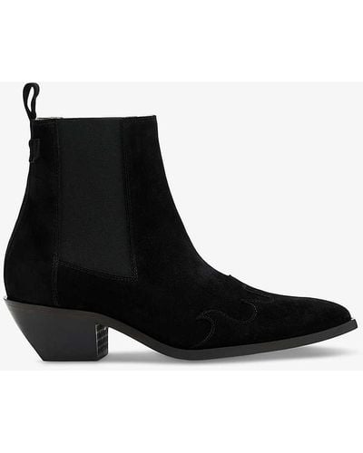 AllSaints Dellaware Heeled Suede Ankle Boots - Black