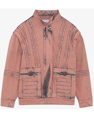 IRO Odil Faded-wash Oversized Denim Jacket - Pink