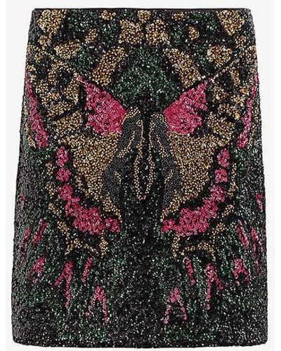 AllSaints Jamilia Sequin-embroidered Butterfly Woven Mini Skirt - Black