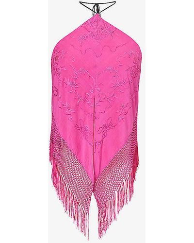 Conner Ives Ano Shawl Vintage Silk Top - Pink