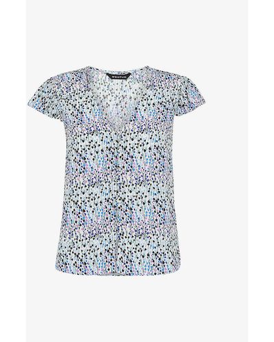 Whistles Tulip Floral-print Woven Blouse - Blue
