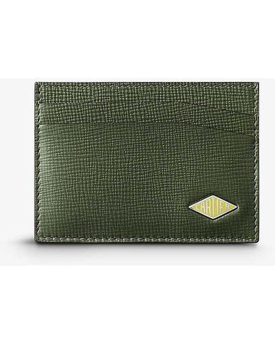 Cartier Losange Logo-plaque Grained Leather And Palladium Wallet - Green