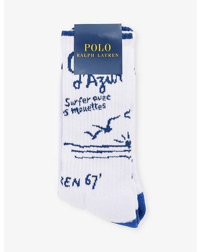 Polo Ralph Lauren Logo-print Stretch-cotton Blend Socks - Blue