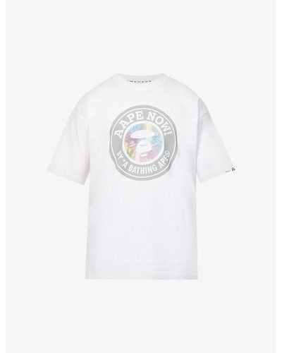 Aape Foil-logo Crewneck Cotton-jersey T-shirt - White