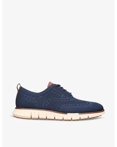 Cole Haan Zerøgrand Wingtip Stitchlite Knitted Oxford Shoes - Blue