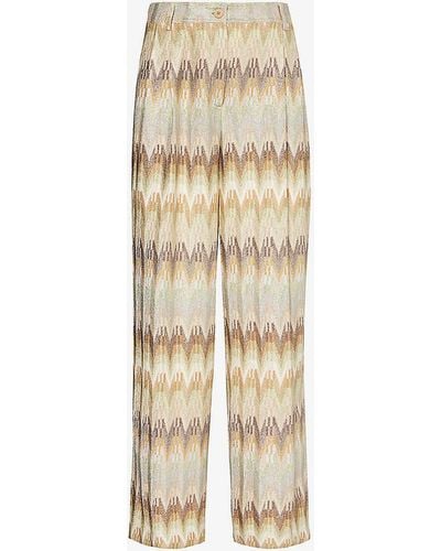 Missoni Wide-leg Mid-rise Woven Trousers - Natural