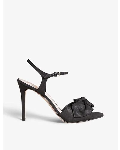 Ted Baker Moire Bow-embellished Satin Heeled Sandals - Black
