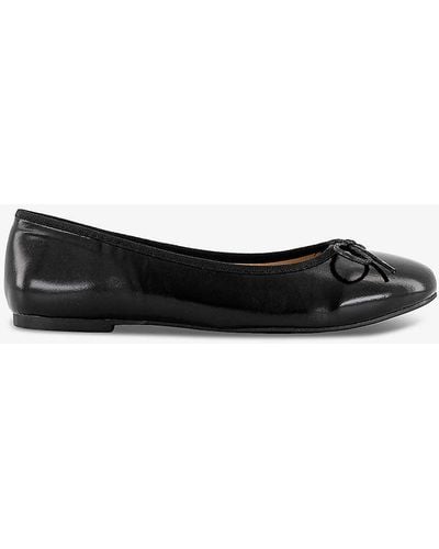 French Sole Amelie Leather Ballet Flats - Black