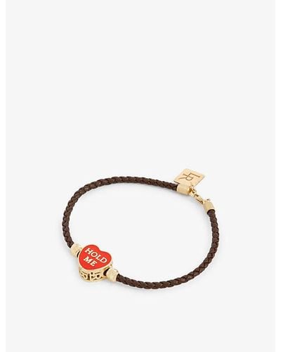 Lauren Rubinski Hold Me Leather And 14ct Yellow-gold Bracelet - Multicolor