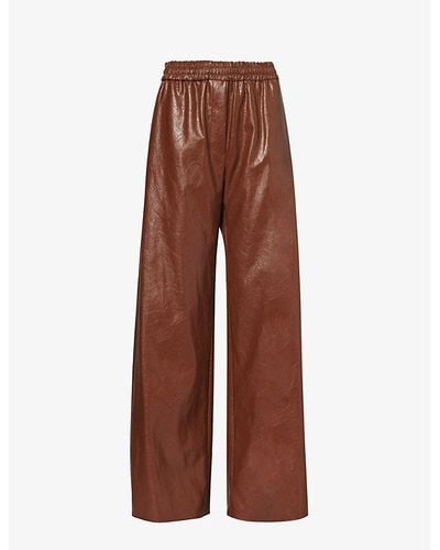 Weekend by Maxmara Brezza Mid-rise Wide-leg Faux-leather Trousers - Brown
