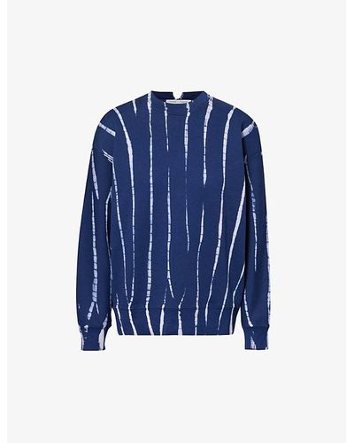 Proenza Schouler Blake Striped-pattern Cotton-jersey Sweatshirt - Blue