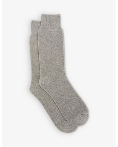 Reiss Alers Ribbed-trim Cotton-blend Socks - Gray