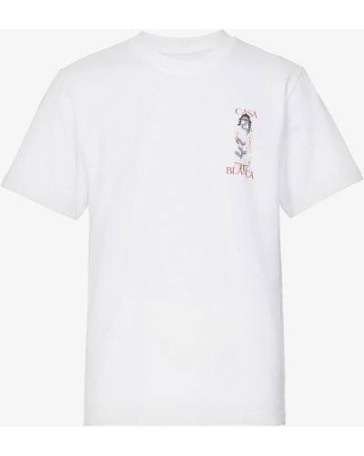 Casablancabrand Graphic-print Crewneck Organic Cotton T-shirt - White