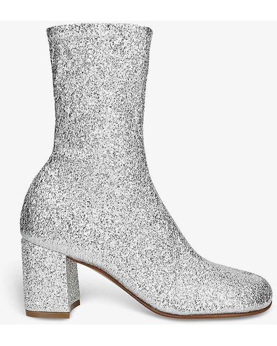 Dries Van Noten Block-heel Leather Ankle Boots - White