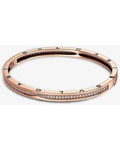 BVLGARI B.zero1 18kt Pink-gold And Pavé Diamond Bangle Bracelet - Metallic
