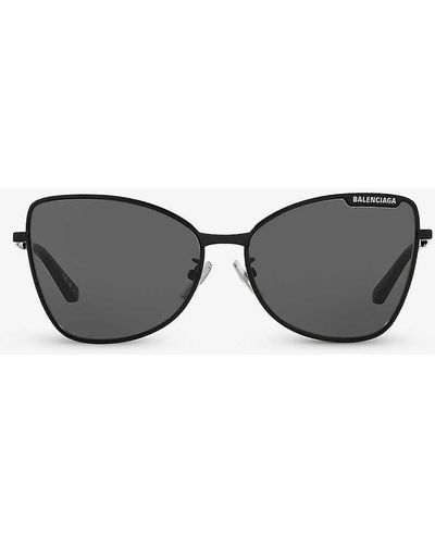 Balenciaga Bb0278s Butterfly-frame Metal Sunglasses - Grey