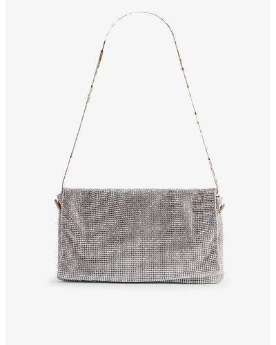 Reiss Soho Chainmail-embellished Woven Shoulder Bag - Gray