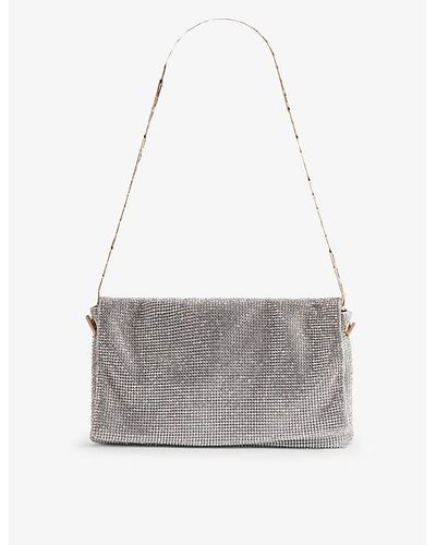 Reiss Soho Chainmail-embellished Woven Shoulder Bag - Grey