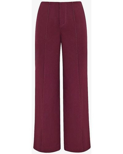 House Of Cb Rivi Pinched-seam Straight-leg Cotton-blend Trousers - Purple