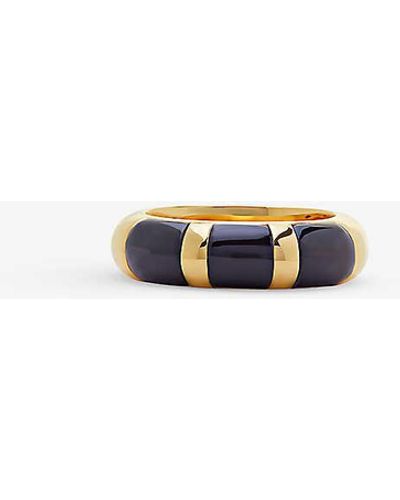 Monica Vinader X Kate Young 18ct Yellow-gold Vermeil Sterling-silver And Onyx Ring - White