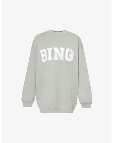 Anine Bing Tyler Brand-appliqué Cotton-jersey Sweatshirt - Grey