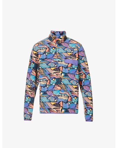 Patagonia Synchilla Snap-t Graphic-patterned Recycled-polyester Fleece Sweatshirt - Blue