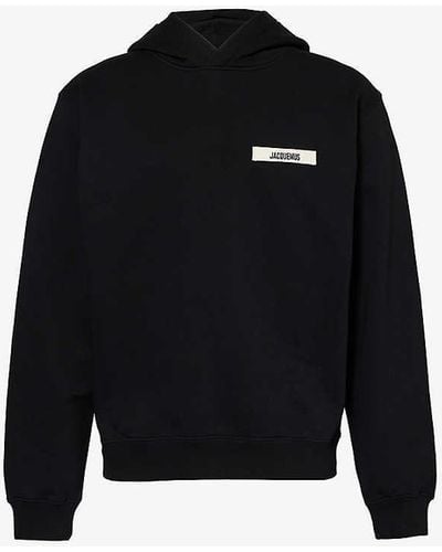 Jacquemus Logo-embroidered Cotton-jersey Hoody - Black