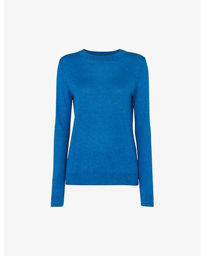 Whistles Annie Sparkle Long-sleeve Woven Sweater - Blue