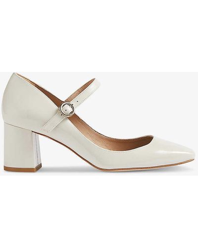 LK Bennett Winter Heeled Patent-leather Mary-jane Court Shoes - White