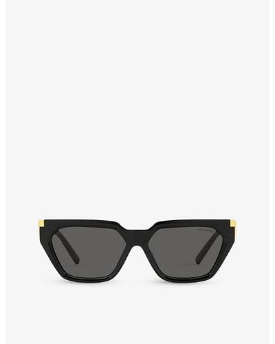 Tiffany & Co. Tf4205u Branded-arm Irregular-frame Acetate Sunglasses - Black