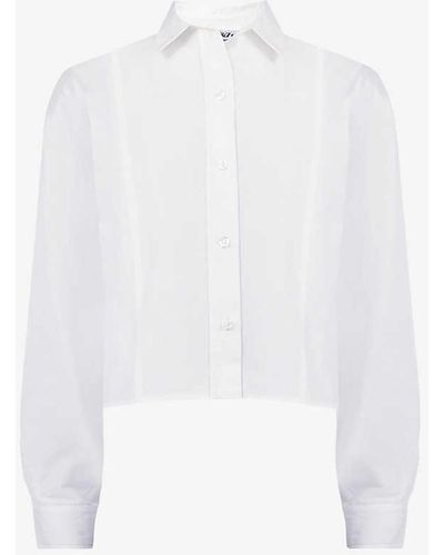 Ro&zo Pleated Cropped Cotton Shirt - White