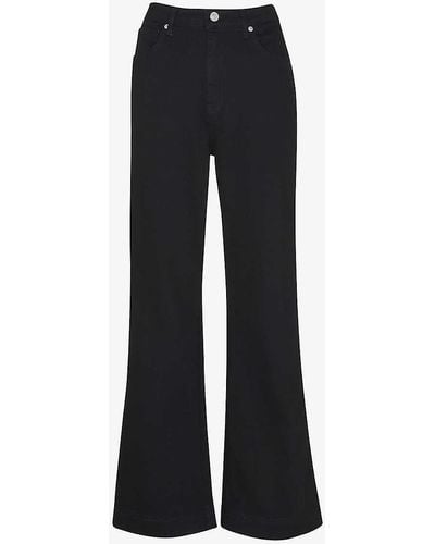 Whistles Lucy Flared-leg High-rise Stretch-denim Jeans - Black