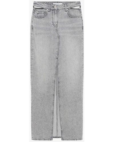 IRO Finji Cut-out High-rise Denim Maxi Skirt - Grey