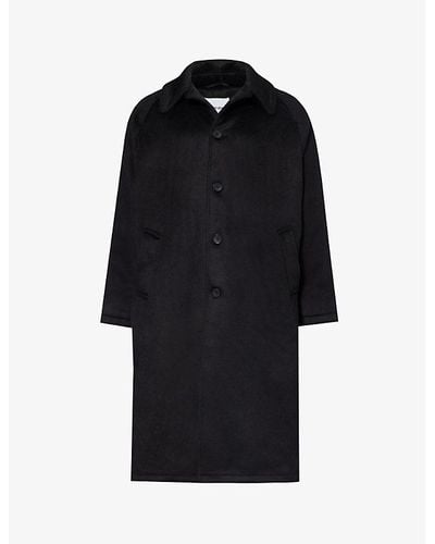 MKI Miyuki-Zoku Side-pocket Spread-collar Wool-blend Coat Xx - Black