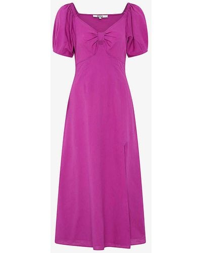 OMNES London Bow-embellished Cotton-blend Dress - Purple