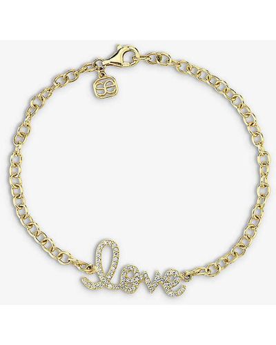 Sydney Evan Love 14ct Yellow-gold And 0.26ct Diamond Bracelet - Metallic