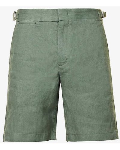 Orlebar Brown Norwich Side-adjuster Linen Shorts - Green