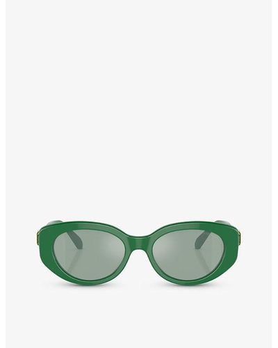Swarovski Sk6002 Oval-frame Acetate Sunglasses - Green