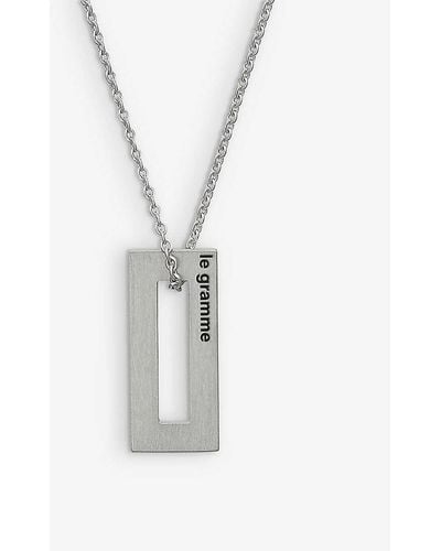 Le Gramme 1.5g Polished And Brushed Sterling-silver Rectangle Necklace - White