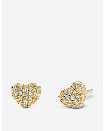 Michael Kors Precious Metal-plated Sterling Silver Pavé Heart Stud Earrings - Metallic