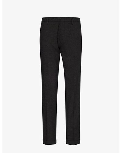 Paul Smith Brand-tab Slim-fit Straight-leg Stretch-cotton Pants - Black