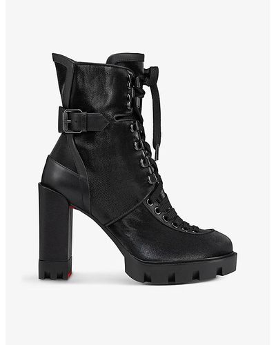 Christian Louboutin Macademia 100 Buckled Leather Boots - Black