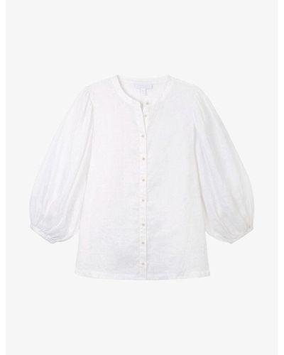 The White Company The Company Relaxed-fit Puff-sleeve Linen Shirt - White