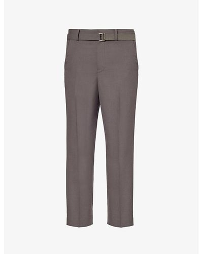 Sacai Straight-leg Mid-rise Woven Pants - Gray