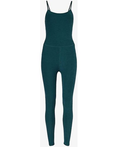 Beyond Yoga Spacedye Uplevel Scoop-neck Stretch-woven Jumpsuit - Green