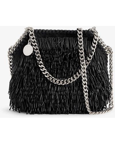 Stella McCartney Falabella Mini Bead-embellished Satin Cross-body Bag - Black