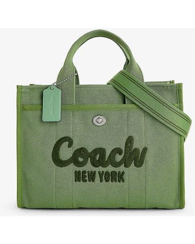 COACH Cargo 34 Logo-embroidered Detachable-strap Canvas Tote Bag - Green