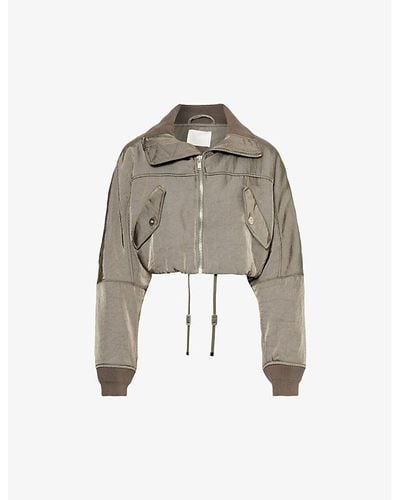 Dion Lee High-neck Cropped Shell Jacket - Natural