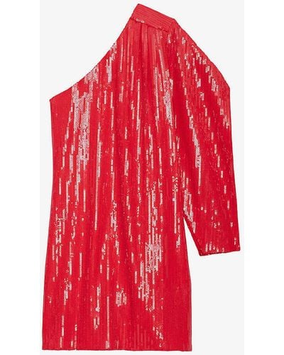 Zadig & Voltaire Roely Sequin-embellished Stretch-cotton Mini Dress - Red